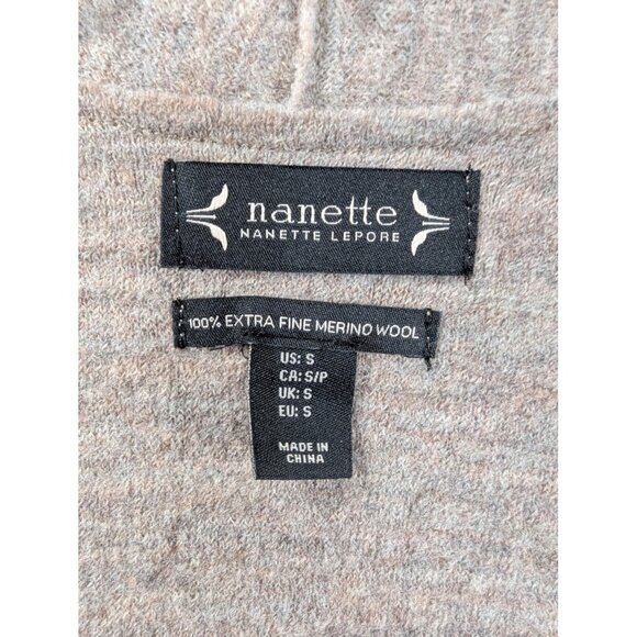Nanette Lepore Vest Womens Small Brown Merino Wool Duster Open Front Pockets - Picture 7 of 8